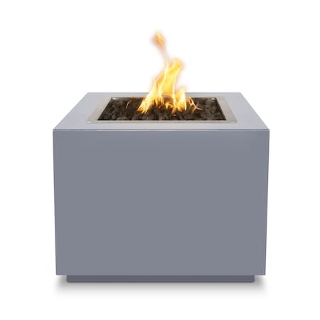 The Outdoor Plus 30 Square Forma Fire Pit, Powder Coated Metal, Gray, Plug & Play Electronic Ignition, Natural Gas OPT-30PCSQEKIT-GRY-NG